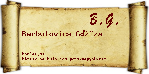 Barbulovics Géza névjegykártya